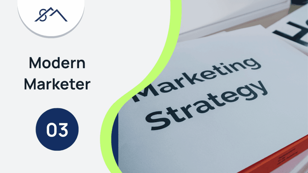 Branded graphic for What to Look for in a Property Practitioner in the East Rand, number 3: Modern Marketor, showing of a marketing plan booklet.